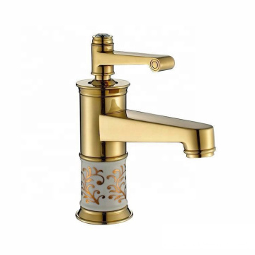 5896-11A Single handle golden taps , hot cold water hand wash basin golden faucet